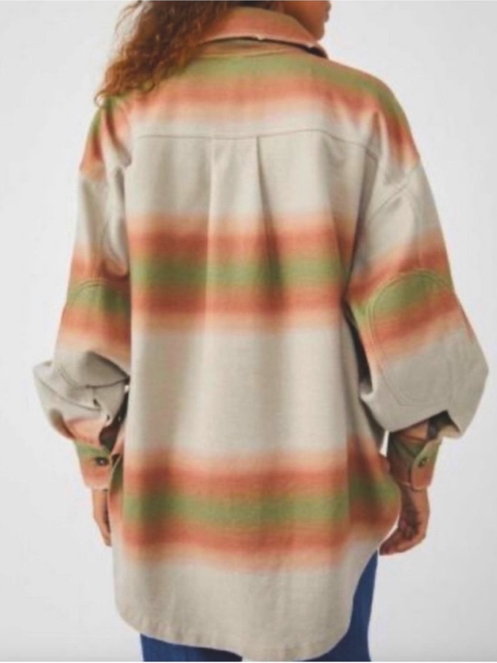 NWT Free People Ruby Striped Button Front Shacket Size Medium Retail $178.00 - Picture 3 of 11